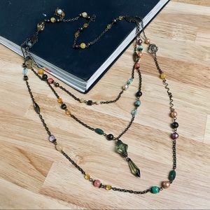 NECKLACE 👑 Three-strand Jeweled & Beaded Necklace